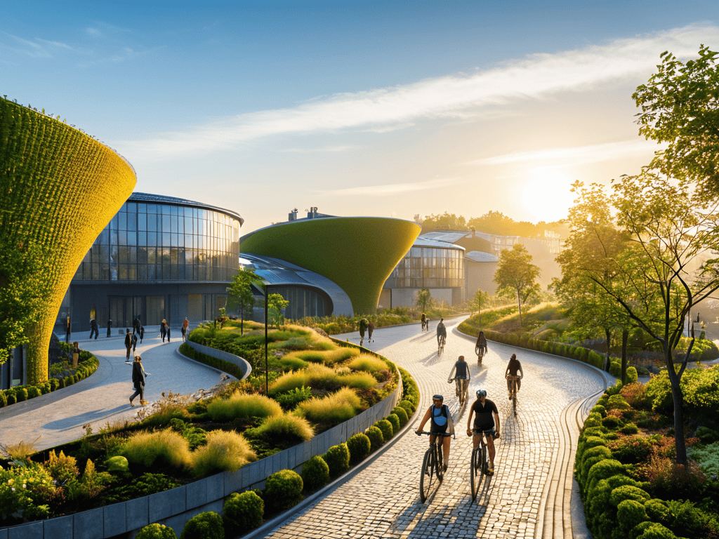 Solarpunk eco-friendly cityscape