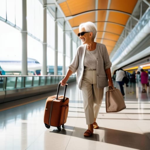 Grandmother and grandchild mastering skip-gen travel logistics.